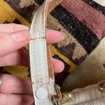 1970s vintage wicker purse handbag wooden accents leather handle Photo 4