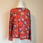 Garnet Hill  Merino Wool Floral Knit Blouse Top Sweater Size Large Photo 4