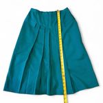 Carla Roveda Teal 100% Wool Pleated Midi Skirt Italian Designer Size L Green Photo 6