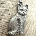 Vintage Spoontiques Pewter Cat pendant Necklace Silver Photo 5
