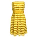 The Limited Yellow Strapless Crinkle Sheer Stripe Pleated Dress 6 Girly Flowy HOCO Pageant Photo 1