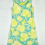 Title Nine Breeze Cowl Neck Dress Size Small Floral Lime Blue Athletic Outdoor Photo 0