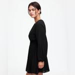 Madewell  Bubble-Sleeve Smocked Mini Dress in True Black Size Small NWT Photo 2