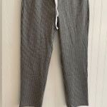 Loft  Soft Knit Tapered Pull-On Elastic Drawstring Pant Gray White Pinstripe XSP Photo 4