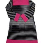 Eliza J  Dress Black Gray Pink Striped Pockets Knit Sweater Shift Dress Small Photo 9
