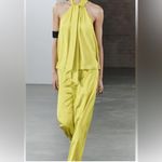 ZARA NWOT••Satin Effects electric yellow flowy pants•Sz XS Photo 1