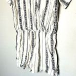 Fifteen Twenty Women's White Surplice Wrap V-Neck Striped Romper Size Large Photo 4