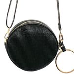 Circle Ribbed Black and Gold Crossbody/Wristlet Purse Black Photo 0