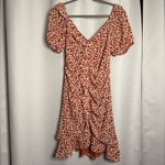 ASTR  The Label Orange and White Floral Ruched Ruffle Dress Small Photo 2