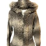 Vintage Bolivian Imports 100% Wool Chunky Cable Knit Sweater Hooded Fringe Small Gray Photo 0