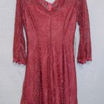 NWT Ryan Michelle Pink Eyelet Lace Long Sleeve V Neck Mini Dress Size M Photo 0