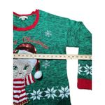 99 Jane Street XL Christmas Knit Green Sweater Cat Appliqué Crew Neck #X9 Photo 5
