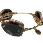 Bourbon and Boweties Bourbon And Bowties Gold Tone Wire Wrapped Brown Gemstone Bangle Bracelet Photo 0