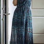 Forever 21 Tribal Boho Dot Pattern Spaghetti Strap Lined Maxi Dress Size S Photo 8