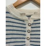 SheIn sweater size S blue white striped oversized gold buttons crewneck knit Photo 6