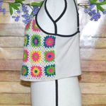 Wild Fable  Women's XL Granny Squares Knit Floral Crochet Crop Tank Top Cute Boho Photo 3