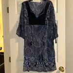 Soft Surroundings Paisley sheer Dress Crochet Detail Bell Sleeve Boho Medium Photo 5