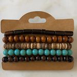 NWT Fashion Jewelry Turquoise and Brown Beaded Bracelet Set Photo 1