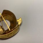 Signed SPAIN Vintage Faux Damascene Sail Boat with Couple with Umbrella Brooch Photo 1