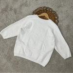 Vince Jacquard Pullover Sweatshirt 3/4 Sleeve Textured Cotton Blend White Size L Photo 6
