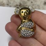 Pretty Animal Brooch Pin Gold Tone Metal / Rhinestone Koala Bear Photo 1