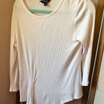 Vera Wang Simply Vera  White Ribbed Long Sleeve Top medium Photo 0