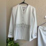 Vintage John Meyer Aqua Green Beaded Jacket & Skirt Set Women’s Silver Size 6 Photo 0