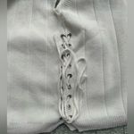 Storia  Cream Ribbed Polo Tank Top with Tie Front Photo 3