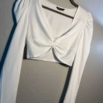 SheIn  White Ruched Long Sleeve Crop top Blouse Wide Neck Sz S T-shirt Y2K Photo 2