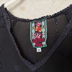 Johnny Was Black Eyelet V Neck Shift Mini Dress Photo 1