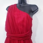 Jay Godfrey  100% Silk Red Chiffon One Shoulder Long Gown Photo 3
