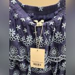 Anthropologie Blue Floral Embroidered Mini Skirt Size L Photo 1
