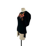 Karen Millen Karen‎ Millen Embellished Puff-Sleeve Sweater Black Floral Size Medium Photo 5