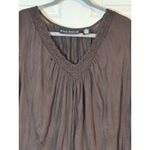 Allison Brittney Women's Brown Short Sleeve Top, Crotchet Neck, Poly/rayon, 2X Photo 1