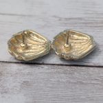 Vintage Stud Earrings For Pierced Ears 7/8" Gold Tone Flourish Photo 4
