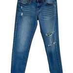 Eunina  JRS SZ 3 Mia Mid-Rise Relaxed Skinny Crop Jeans Stretch Distressed Blue Photo 0