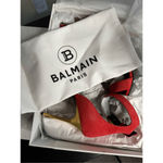 Balmain NIB Uma Suede High Heel Sandals in Red Size EU 38/US 8 Photo 9