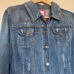 Avenue  Jeans Distressed Embroidered Denim Jacket Size 14/16 Photo 3