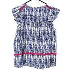 Vineyard Vines  Size Large Short Sleeve Blouse Top Shirt Blue White Pink‎ Silk Photo 1