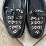 Prada  Black Crystal Embellished Leather Loafers Photo 5