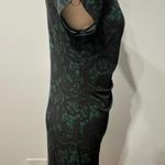 A pea in the pod Maternity Black & Green Lace Print Side Tie Jersey Dress Small Photo 2