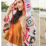 SAACHI Granny Hooded Square Crochet Ruana kimono cardigan One Size Size L Photo 2