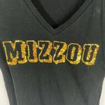 Victoria's Secret MIZZOU Pink Gold Sequin Short Sleeved Black V-neck Shirt Sz XS Photo 2