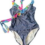 Matilda Jane  Navy One Piece with Pink Dots and Floral Straps Photo 0