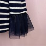 BeachLunchLounge  Striped Tulle Ruffle Cuff Long Sleeve Shirt Blue White Small Photo 6