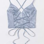 Romwe Satin Lace up Crop Top Photo 1