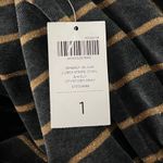 Chico's  Shirt Womens Medium Gray Metallic Gold Velour Lurex Stripe Cowl Zenergy‎ Photo 7