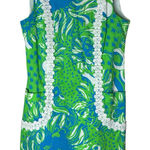 Lilly Pulitzer Liz Limeade Roar Of The Jungle Lace Green Blue Shift Dress Sz 10 Photo 0