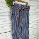 Altar'd State Altar’d State Blue Vertical Striped Paperbag Highwaisted Pants Photo 3