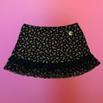 Betsey Johnson  Black & Pink Rosebud Mini Skirt Swimsuit Cover-Up Photo 2